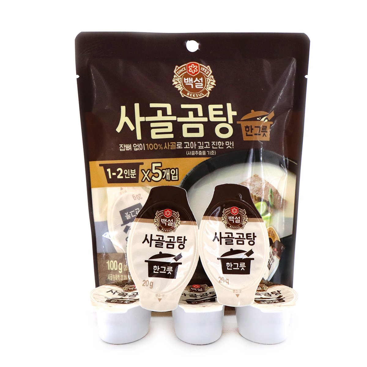 CJ Baeksul Beef Bone Broth Soup Concentrate 100g (20g x 5 Pods)
