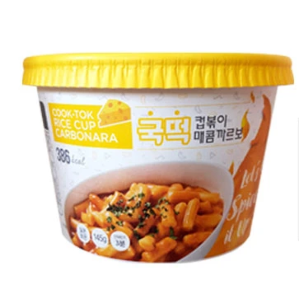 Cook-Tok Instant Spicy Rice Cake (Tteokbokki) Cup - Spicy Carbonara 145g (2 Cups per Order)