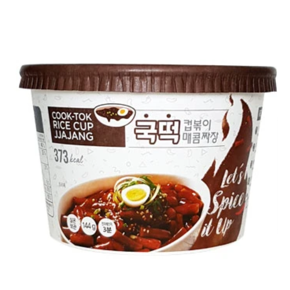 Cook-Tok Instant Rice Cake (Tteokbokki) Cup - Spicy Black Bean Sauce (2 Cups per Order)