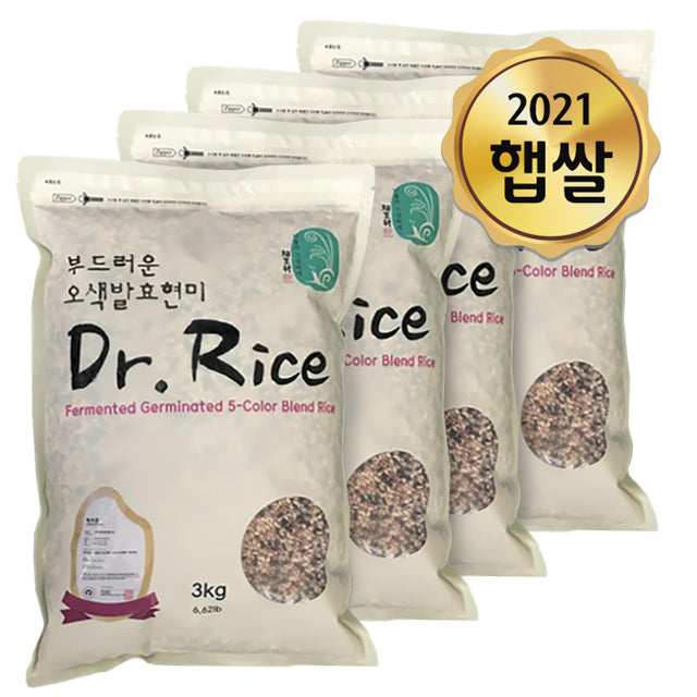 [SEPARATE FREE SHIPPING] Dr. Rice Fermented Germinated 5-Color Blend Rice 3kg x 4 bags (Milled Date: 02/03/2022)