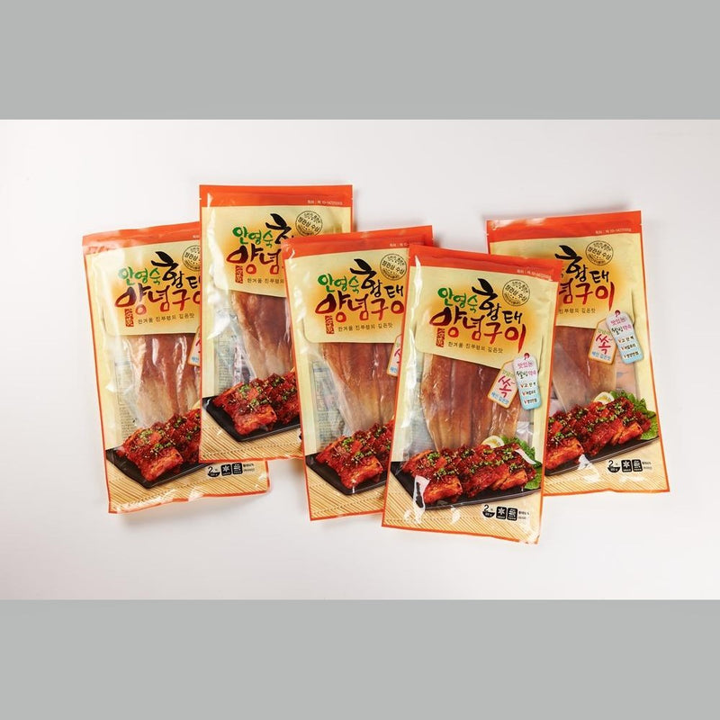 [SEPARATE FREE SHIPPING] YONGDAE-RI Dried Pollocks with Gochujang Sauce (300g x 5 packs) (2 fish in each pack)