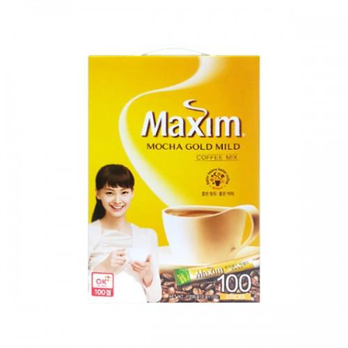 Savor the Maxim Mocha Gold Mild Coffee Mix 100 Sticks at Seoul Mills.