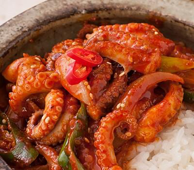 Enjoy the Happy Table EXTRA SPICY Baby Octopus Stir-Fry Mix at Seoul Mills.