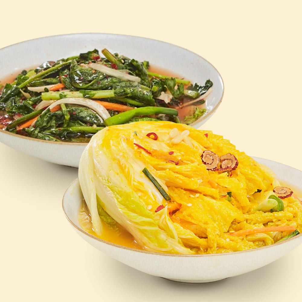 [PRE-ORDER] Pyeongchang Kotsooni Young Radish (Yeolmu) Kimchi (3kg) + White Kimchi with Pumpkin (2kg)