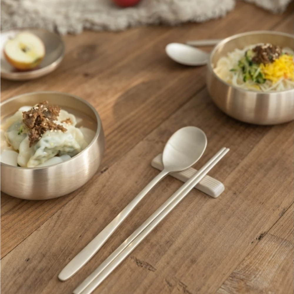 LEESAGEUM Korean Classic Yugi Brassware Spoon + Chopstick Set