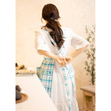 TUTI COLORI Premium Line-Cotton Blend Apron from Jeju Artists - Tartan Plaid
