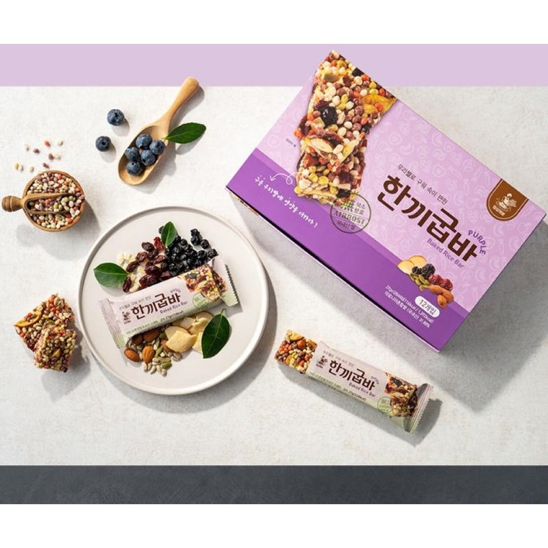 MYUNGSUNG Baked Rice Bar Purple 27g x 12 Bars in a box