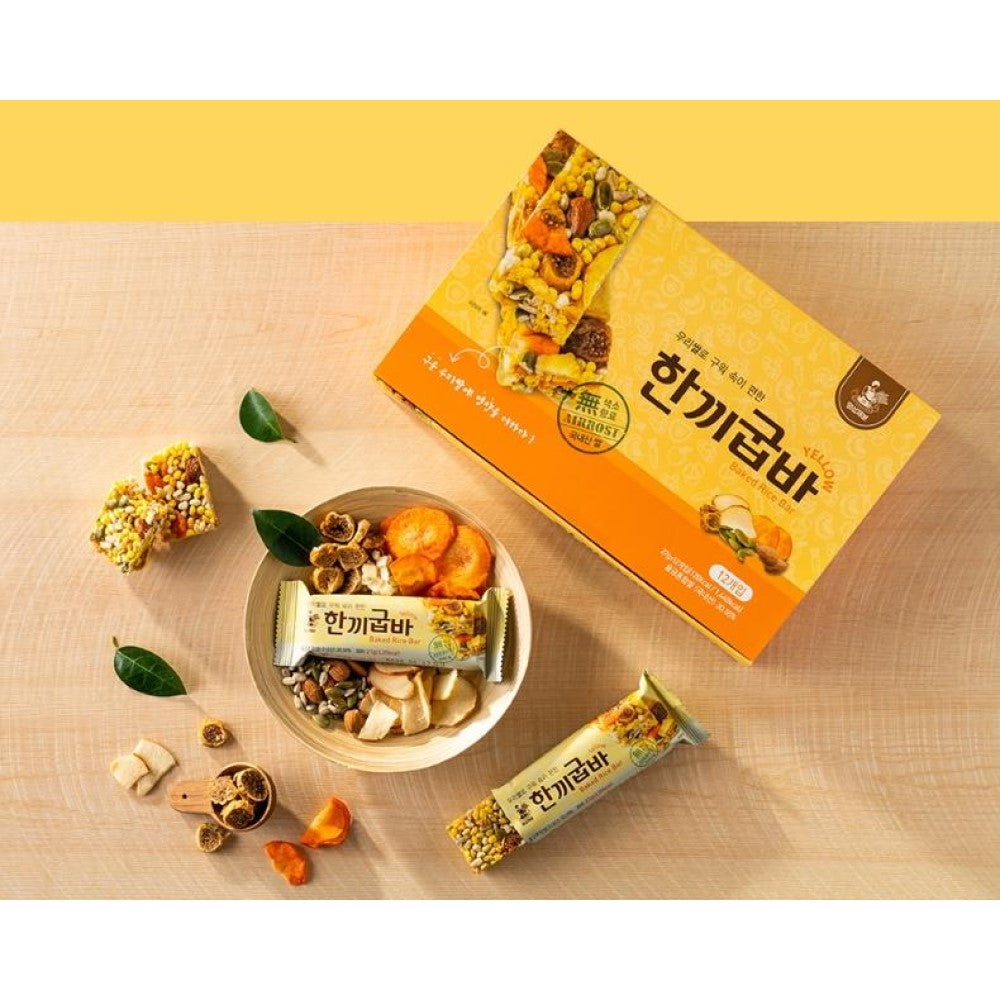 MYUNGSUNG Baked Rice Bar Yellow 27g x 12 Bars in a box