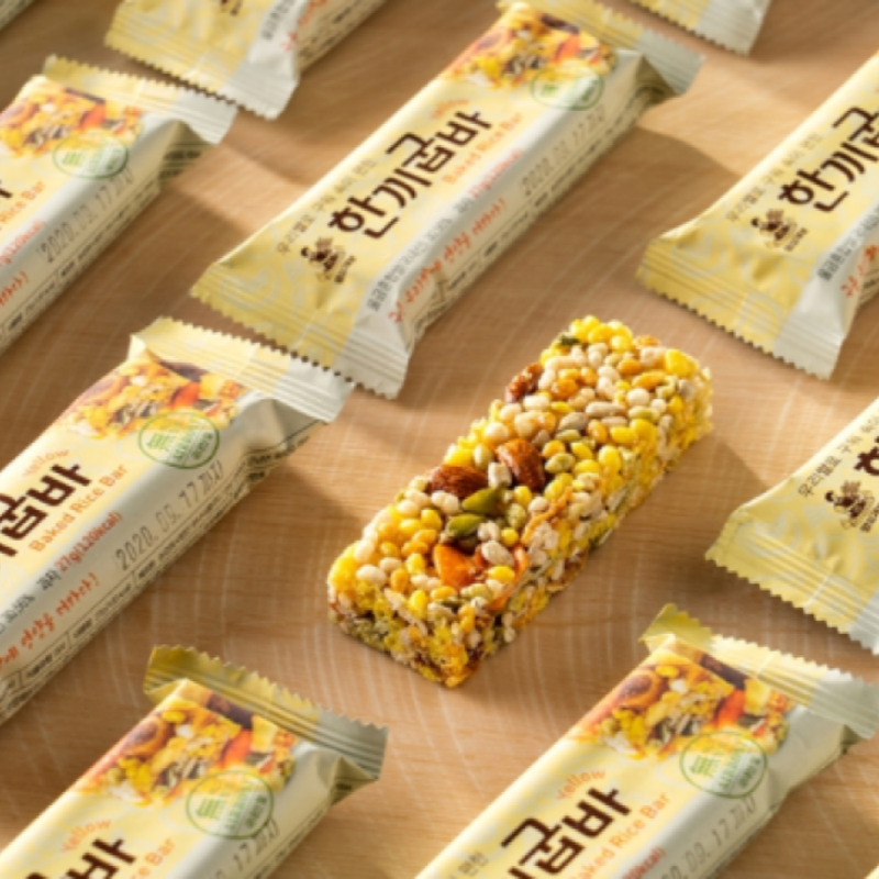 MYUNGSUNG Baked Rice Bar Yellow 27g x 12 Bars in a box