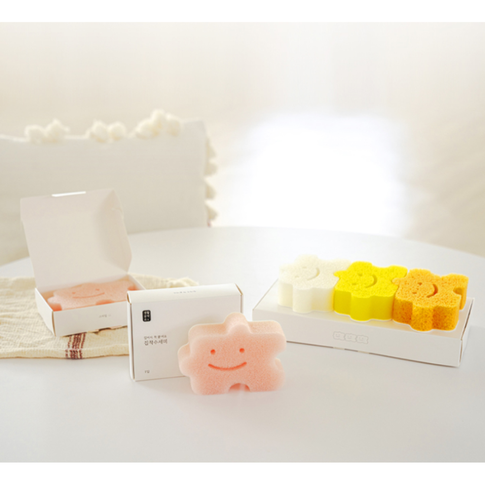 SengGong] Smile Stick On Kitchen Sponges (White/Yellow/Orange) — KollecteUSA