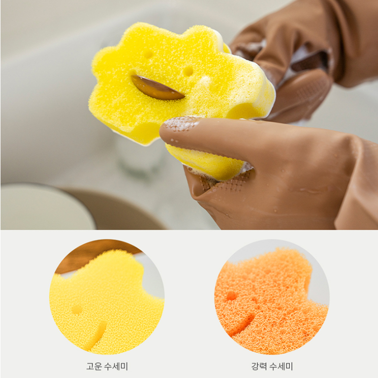 1pc Cartoon Graphic Cleaning Sponge, Cartoon Smile Print Pot Cleaning Sponge  For Kitchen