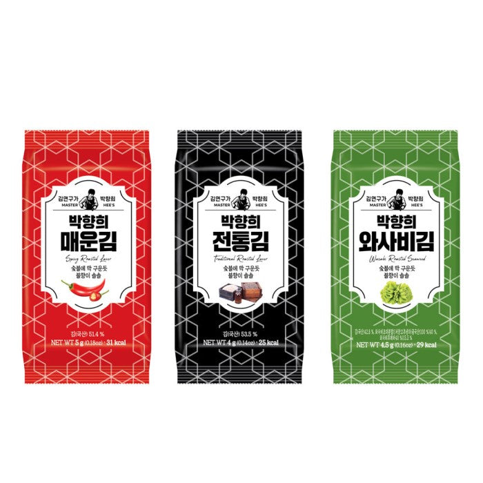 MASTER HEE's Korean Traditional Roasted Seaweed Snack 3 Individual Packs (3 Flavor Options)
