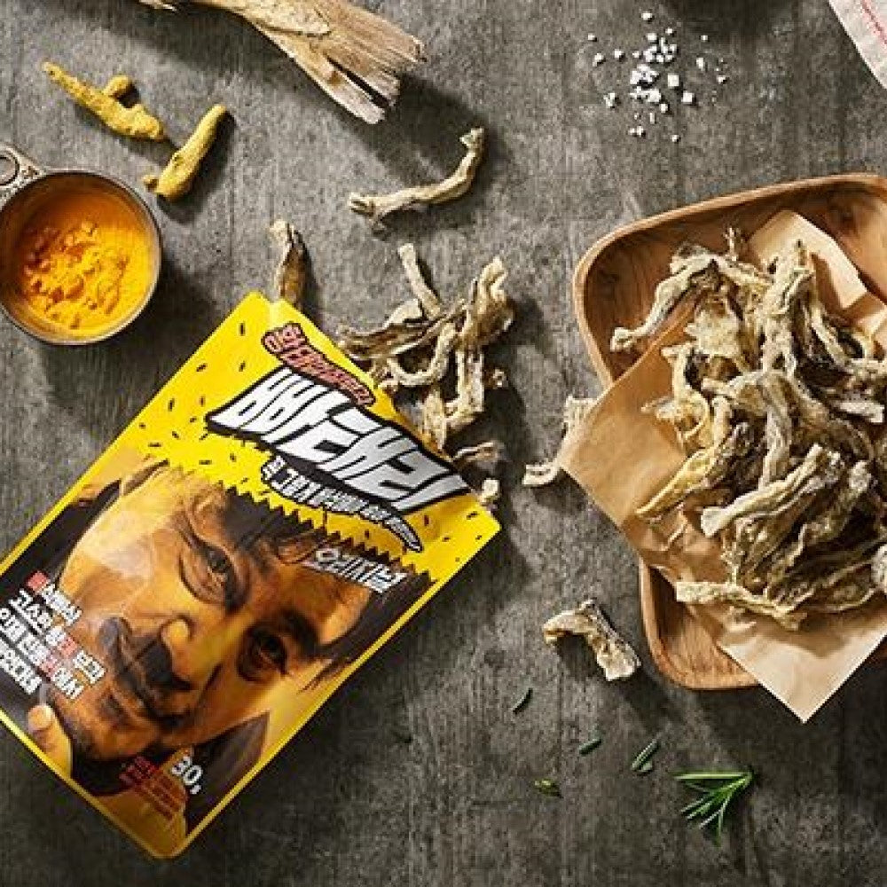 [CLEARANCE SALE] Famous Dried Pollock Skin Crisps 30g x 3 Bags per Order (Choose from Original, Spicy, or Garlic Butter Flavor) EXP. DATE: 1/27/22