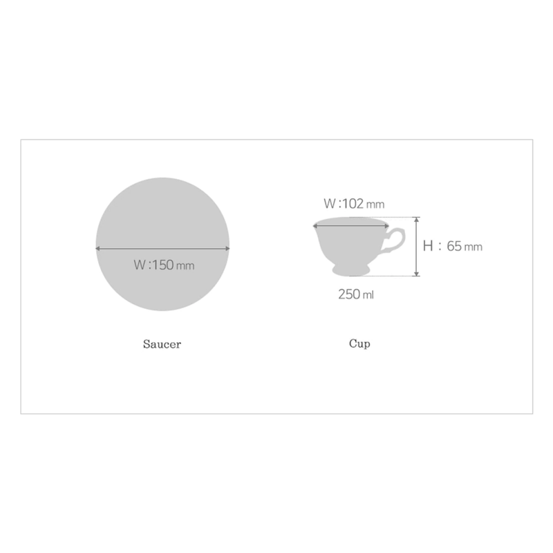 [HANKOOK CHINAWARE] Royal Pastel Pink Coffee/Tea Set with Tea Pot for 2 (7pcs)