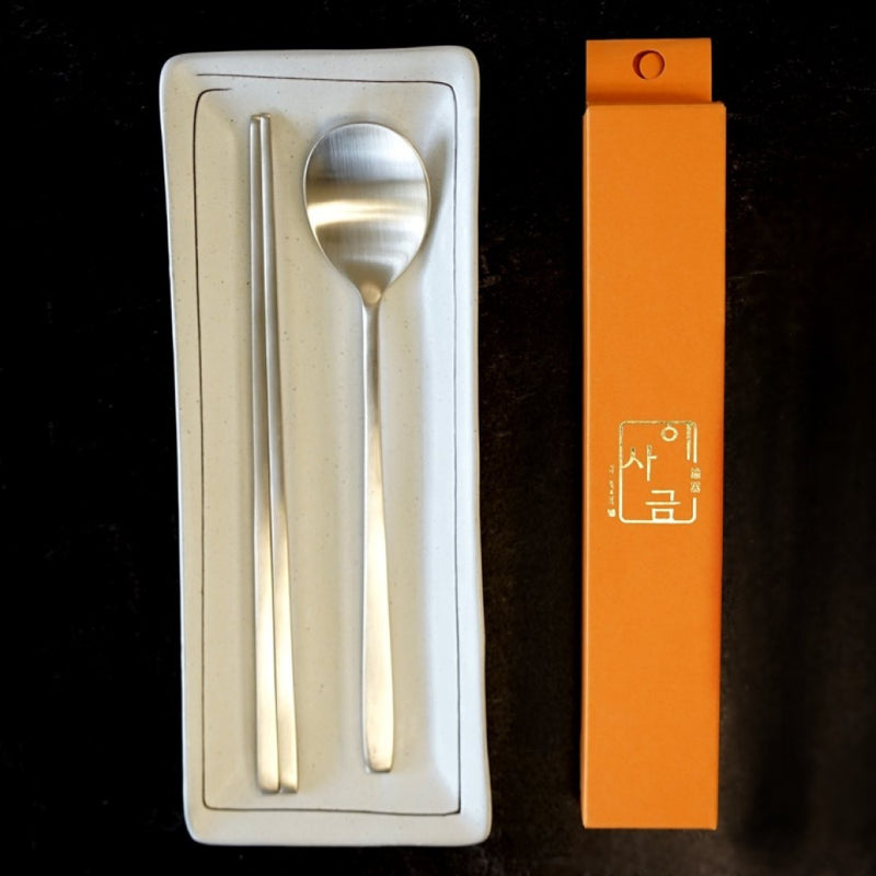 LEESAGEUM Korean Classic Yugi Brassware Spoon + Chopstick Set
